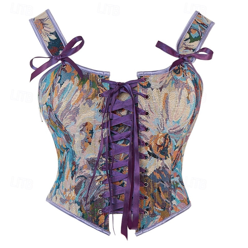 Rococo Overbuste korset Gemaskerd Bal Hoog korset Cosplay Jacquard Buikcontrole Push-up Jacquard Kostuum Dames Koninklijk Maskerade Feest Carnaval van Venetië Volwassenen Korset 2026 - $26.99 –P4