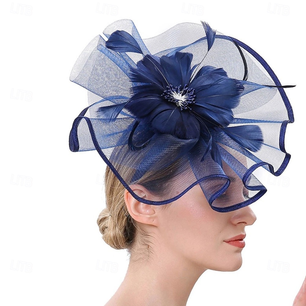 Tea Party Fascinator Hats for Womens 50s Floral Feather  display picture 1