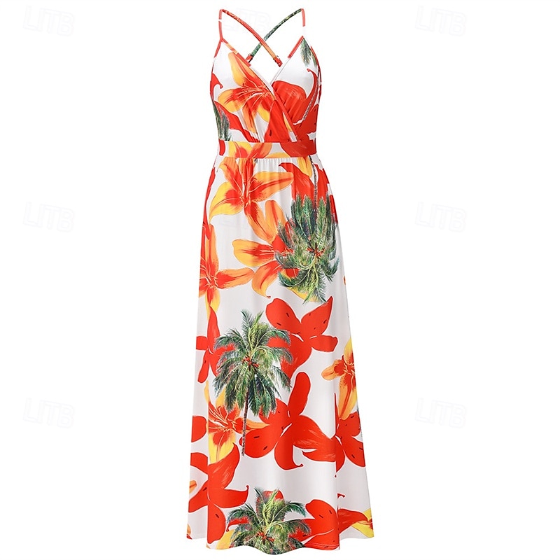 Per donna Abito Midi Abito Estivo Abito Sottoveste Abito Boho Moda Moderno Quotidiano Spiaggia Weekend Vestibilità regolare Floreale Senza Maniche Scollo a V blu acqua Nero Rosa Arancione Estate del 2025 a $23.99 –P8