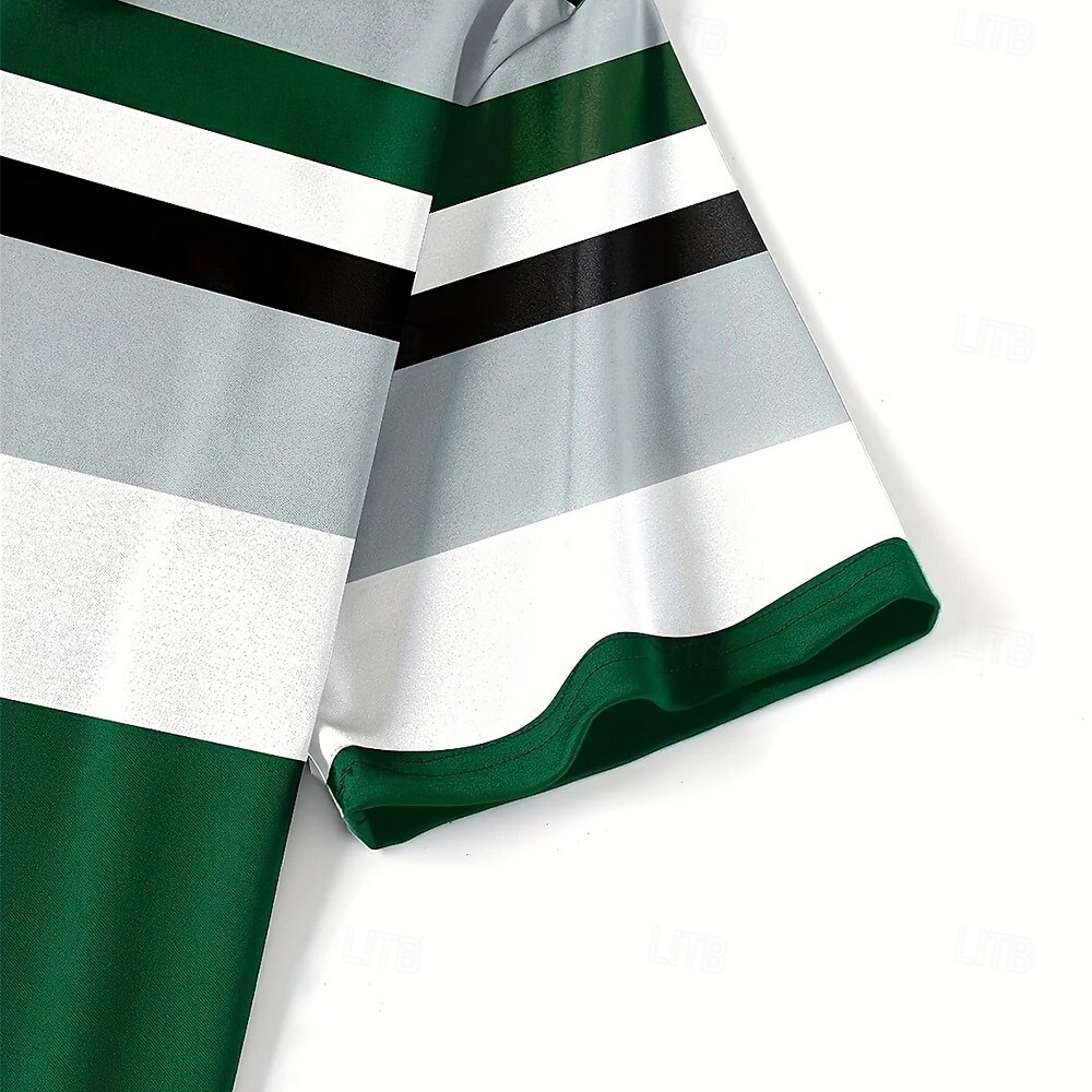 Homens Tiras Horizontais Pólo Manga Curta Camisas polo Camisas de colarinho Business casual Ao ar livre Roupa Esportiva Roupa Diária Impressão 3D Verão Verde de 2025 por $25.99 –P3