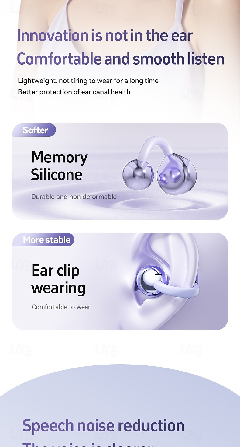 Fones de ouvido verdadeiramente sem fio M108 fones TWS com clipe de orelha Bluetooth 5.3 design ergonômico som estéreo surround para fitness academia e treino de 2025 por $39.99 –P7