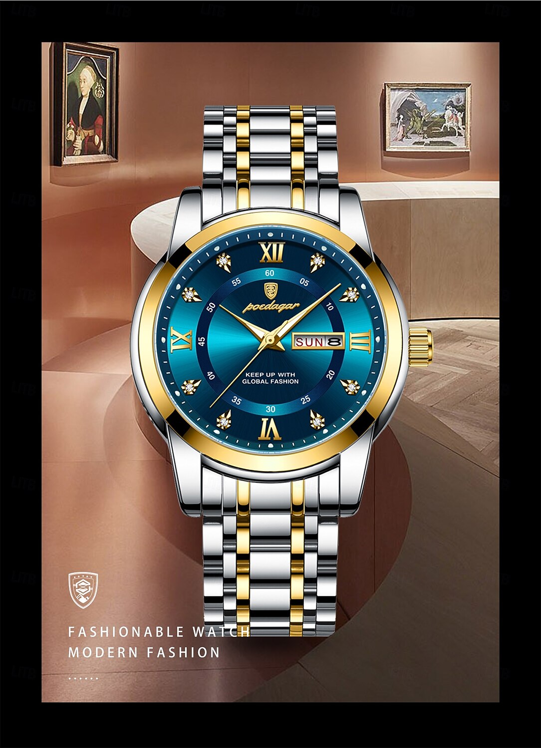 Роскошные брендовые Мужские часы Водонепроницаемые Светящийся Дата неделя Мужские кварцевые наручные часы Стальные Модные спортивные часы 2026 - $31.99 –P10