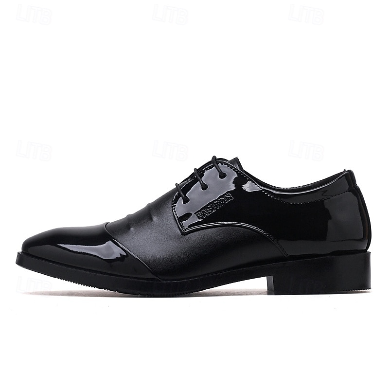 sapatos oxford masculinos de couro envernizado preto e marrom – sapatos elegantes para banquetes e bailes de formatura para eventos formais de 2025 por $34.99 –P6