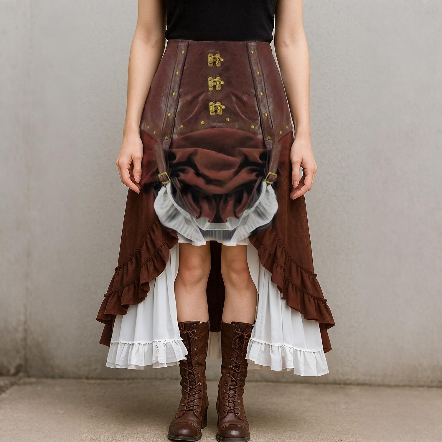 Retró Punk és gótika Középkori Szoknya Ren Faire Gót lány Fodros Női Kalóz Fantasy Steampunk Álarcos mulatság Alkalmi / Napi Felnőttek Szoknyák 2025 - $77.99 –P9