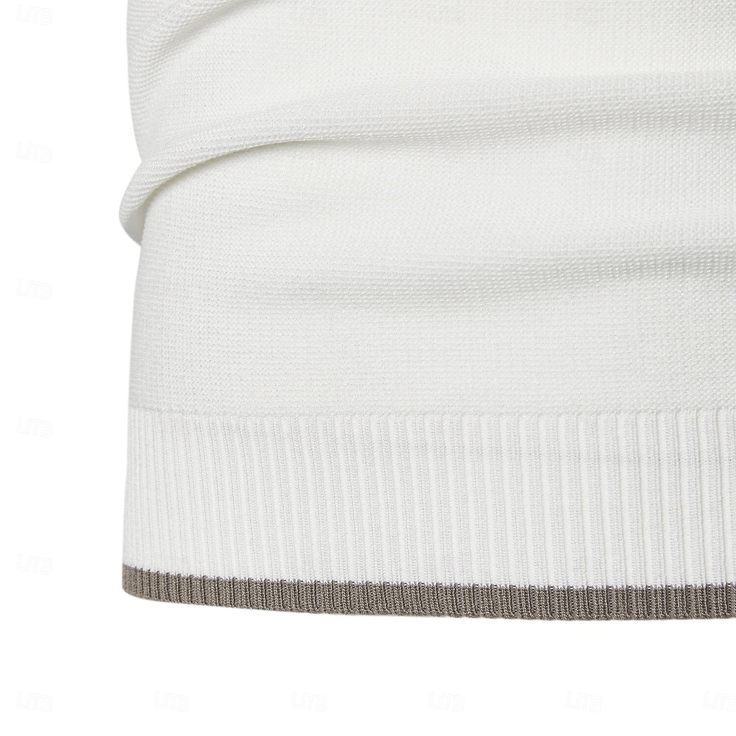 Herre Polo Strikk polo Virksomhet Avslappet V-hals Kortermet Formelt Fargeblokk Original Sommer Alle årstider Svart Hvit Militærgrønn Beige Polo 2025 - $27.99 –P5