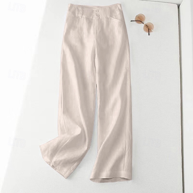 Per donna Pantaloncini in cotone e lino Pantaloni ispirati al lino Pantaloni in cotone e lino Streetwear Casual Lunghezza intera Naturale Semplice Tasca Fibbia Comodo Confortevole Streetwear Uscire del 2025 a $17.99 –P3