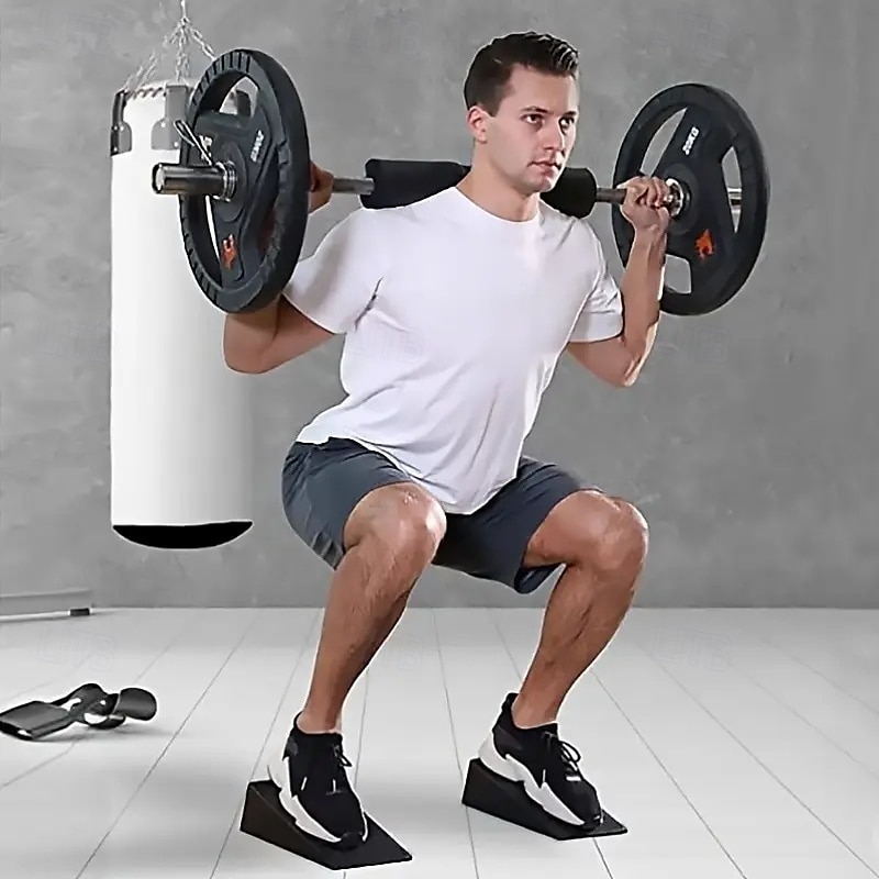 1 paio di blocchi a cuneo per squat, blocchi yoga inclinati in EVA neri per equilibrio e flessibilità, allungatore per polpacci per squat, pilates, flessioni e allenamento della forza del 2025 a $16.99 –P3
