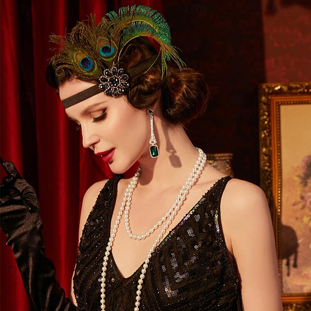1920-as évek A nagy Gatsby Flapper fejpánt A nagy Gatsby Toll Retro Csillogó glitter Kristály / Strassz Jelmez Női Farsang Valentin nap Álarcos mulatság Party estélyi viselet Álarcos mulatság 2025 - $24.99 –P2