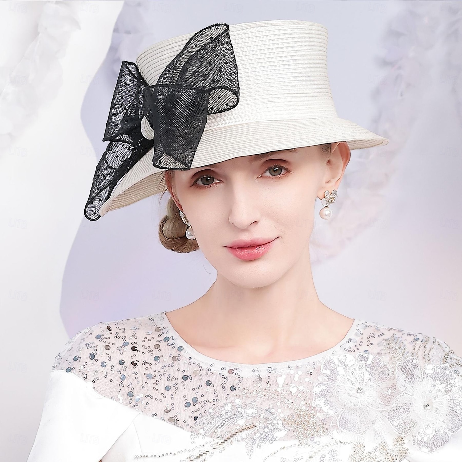 cappelli cappello a bombetta in fibra / cappello a cloche cappello da pescatore cappello di paglia matrimonio festa del tè elegante matrimonio con fiocco copricapo copricapo del 2025 a $41.99 –P8