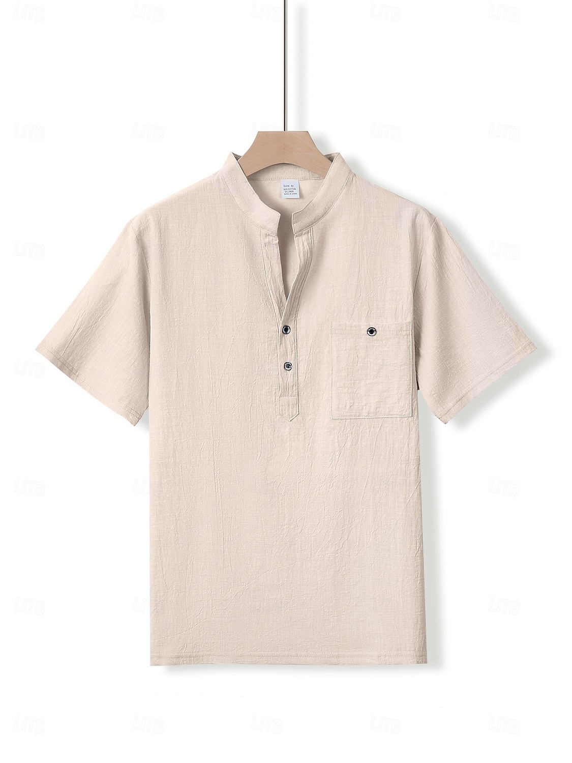 Homme Chemise en lin Chemise popover Chemise Décontractée Chemise Boutonnée Uni Vacances Rue Blanche Jaune Rose dragée Abricot Manche Courte Band Collar Printemps & Été Vêtement Tenue Avec Poches de 2025 ? $21.99 –P1