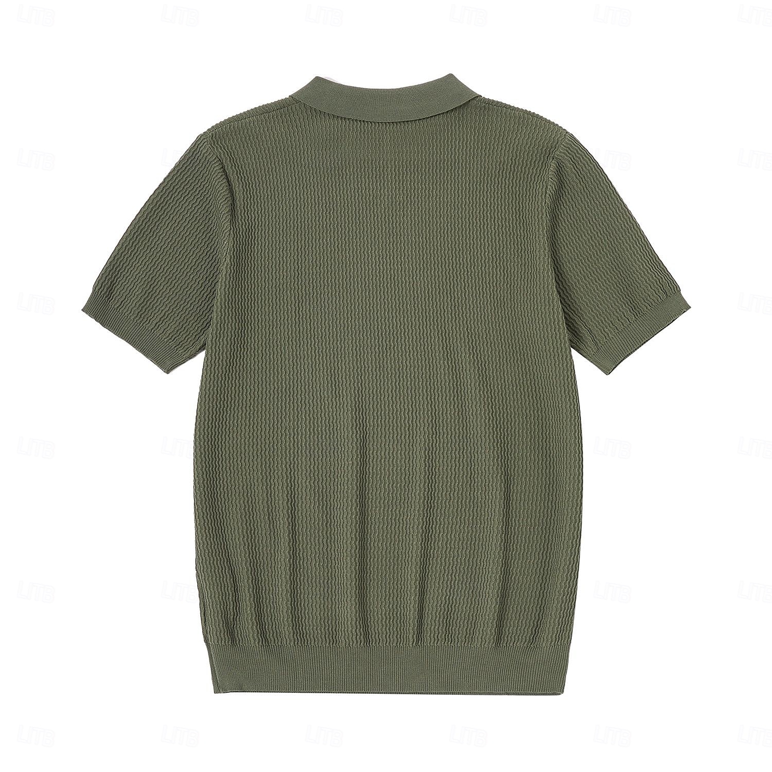 Herren Polo Strick-Polopullover Geschäft Lässig V Ausschnitt Kurzarm Formell Linien / Wellen Neuheit Sommer Ganzjahres Schwarz Weiß Armeegrün Beige Kaffee Polo 2025 - $27.99 –P10