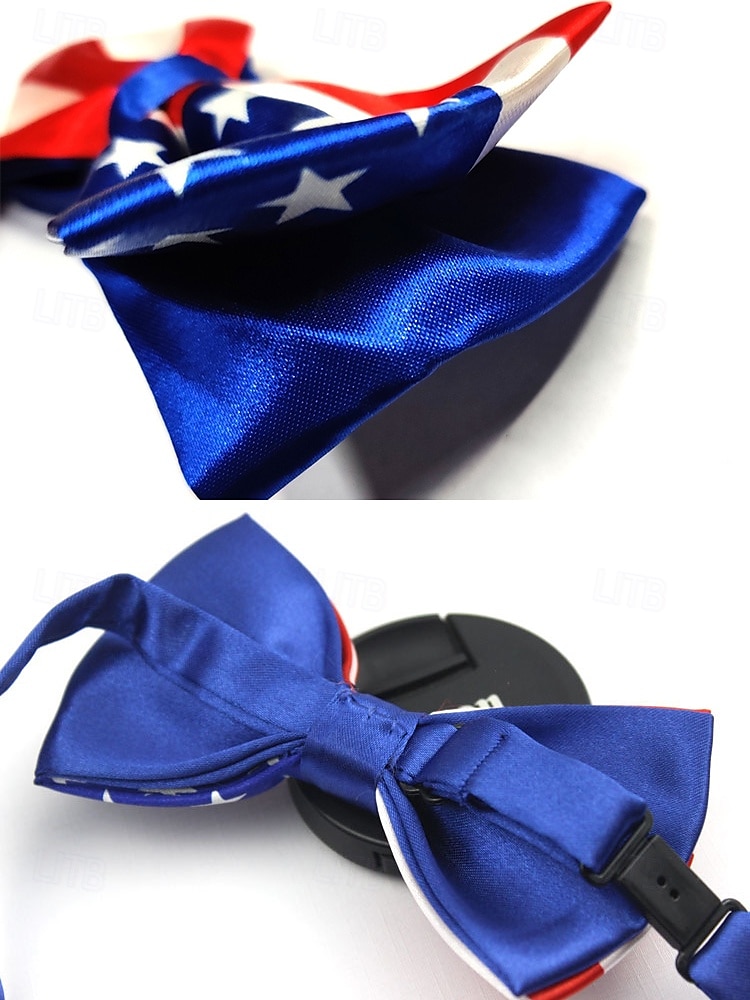 Men's American Flag Suspenders and Bow Tie Set – Patriotic Adjustable Y-Back Braces with Clips, Stars and Stripes Design, Independence Day 4th of July Outfit Accessory 2025 - $11.99 –P7