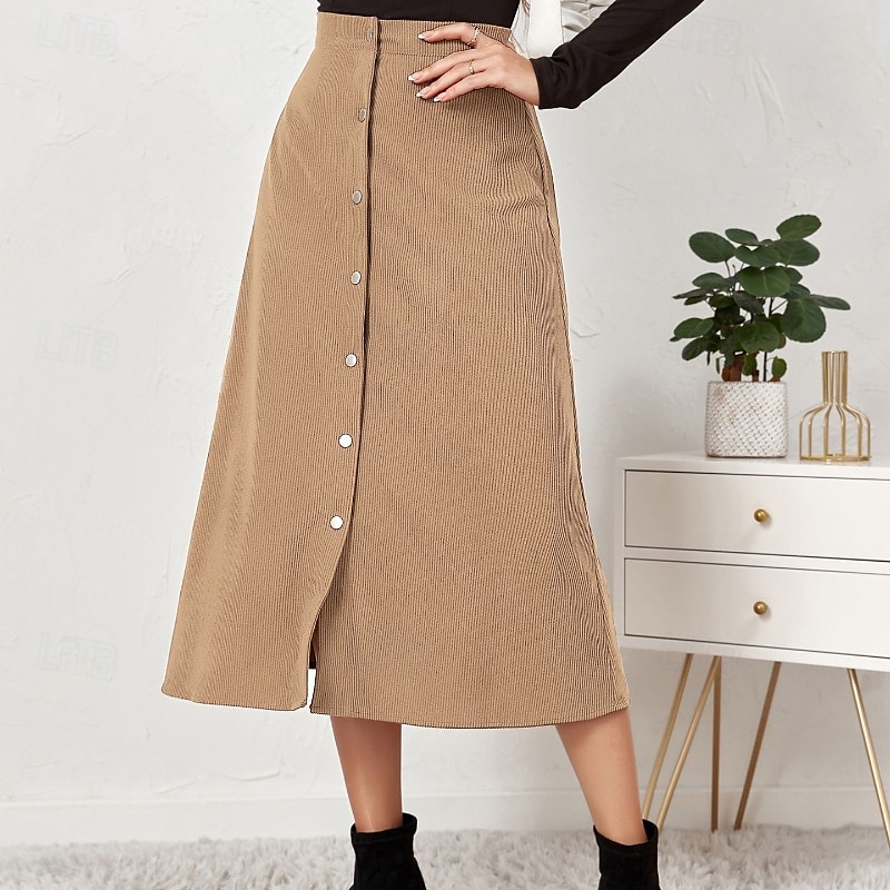 Pentru femei Fustă Casual Midi Talie Medie Fuste Simplu Zdrobit Micro-elastic Vacanță Stradă Negru Roz Îmbujorat Roșu Vin Culoarea ghimbirului Vară Catifea 2025 - $23.99 –P7