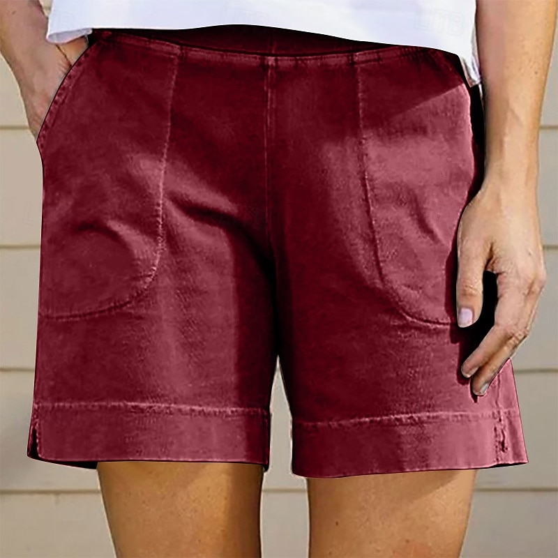 Per donna Pantaloncini in cotone e lino Shorts Pantaloni Eleganti Casual Corto Naturale Semplice Tasca Elastico in vita Comodo All'aperto Quotidiano Ferie Vinaccia Grigio Nero Bianco Estate del 2025 a $15.99 –P17