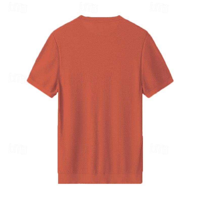 męska jedwabna bawełniana mieszanka lyocellu t-shirt krótki rękaw okrągły dekolt lato gładki żakard elegancki klasyczny okrągły dekolt minimalistyczny wakacje dom bawełna czarny niebieski granatowy top koszulka męska 2025 - $46.99 –P26