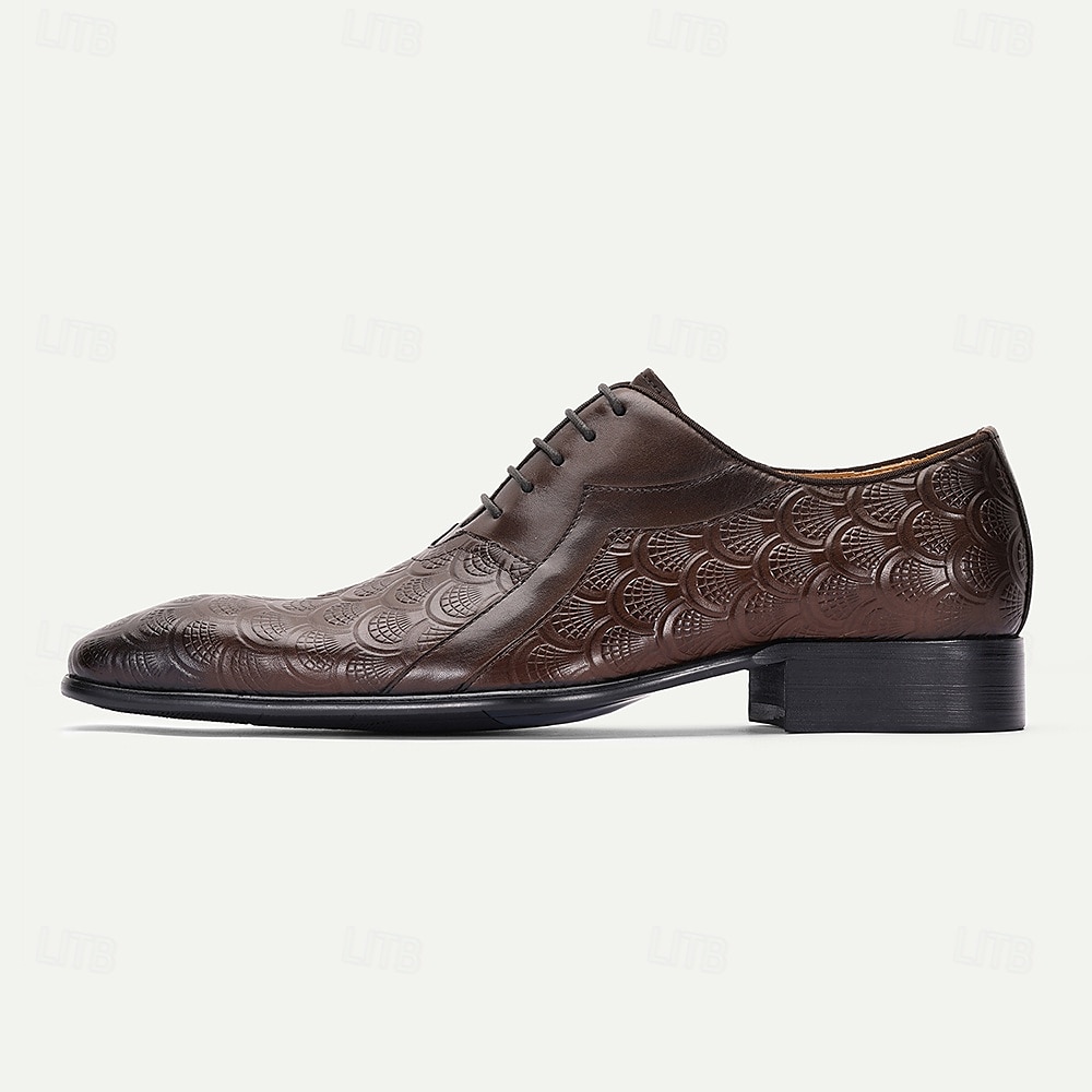 oxfords masculinos de couro marrom com relevo – sapatos kentucky derby para negócios e eventos especiais de 2025 por $109.99 –P3