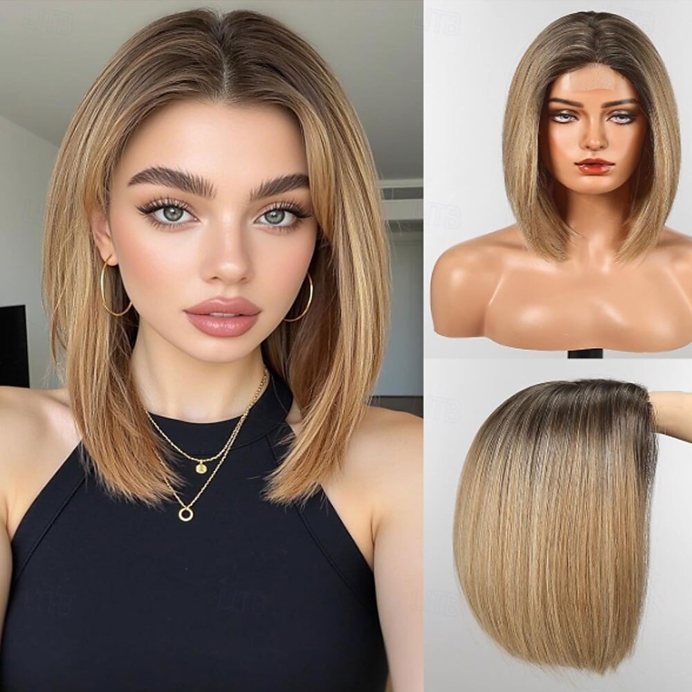 Bob Wigs for Women Middle Part Bob Style Heat Resistant Fibre Synthetic Heat Resistant Wigs Ligt Brown Color 2025 - $25.99 –P8
