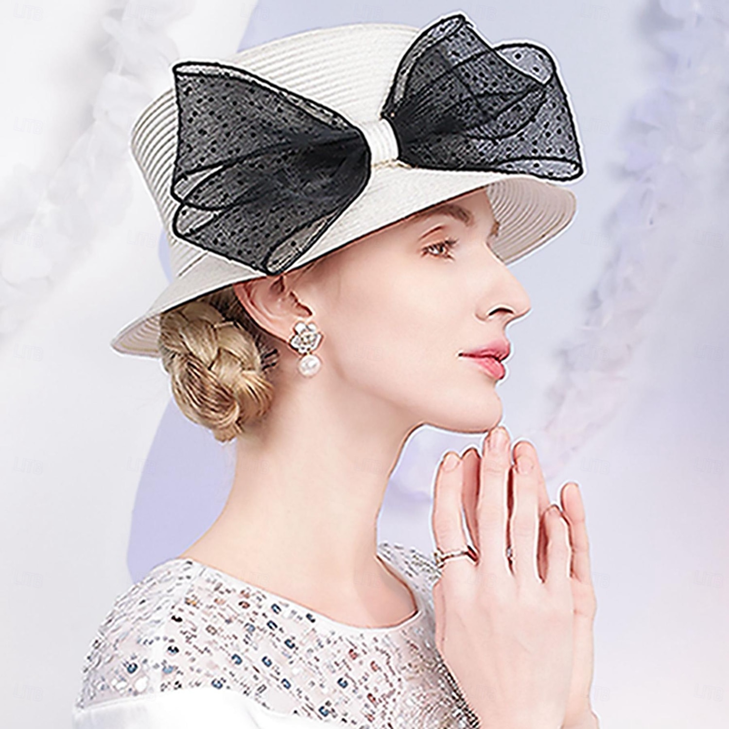 cappelli cappello a bombetta in fibra / cappello a cloche cappello da pescatore cappello di paglia matrimonio festa del tè elegante matrimonio con fiocco copricapo copricapo del 2025 a $41.99 –P5