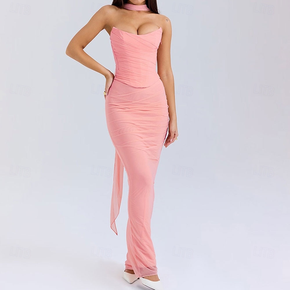 Mořská panna  trumpet quinceanera šaty elegantní šaty svatba svatební hosté dlouhé do podlahy bez rukávu bezramenné polyesterové bez zad s nařasením 2025 - $99.99 –P22