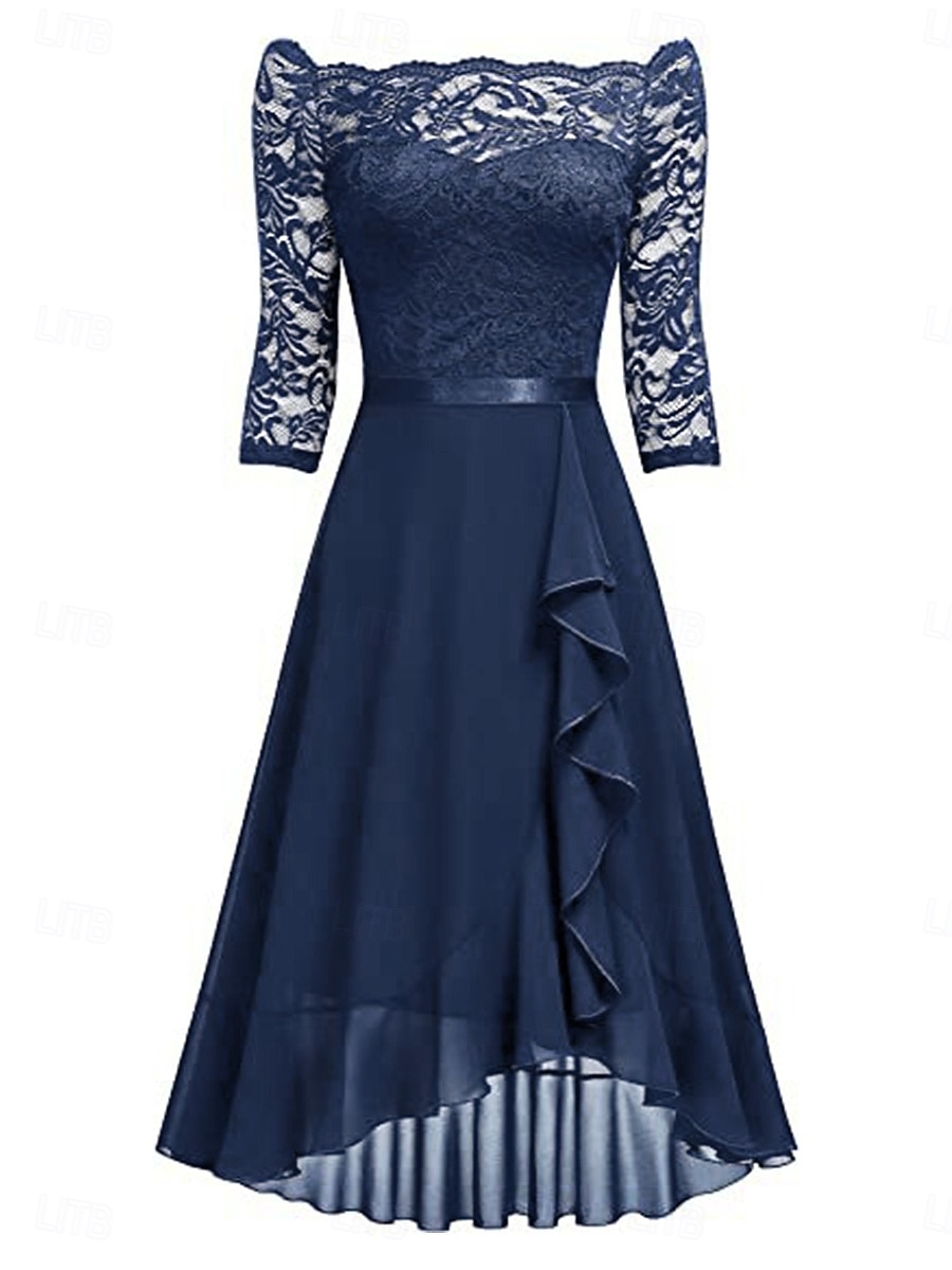 Per donna Abito Midi Abito in Pizzo Vestito da Festa Abito da Cocktail Abito da invitata a nozze Moda Festa Moderno Vacanza Festa serale Matrimonio Vestibilità regolare Colore Puro Mezza Manica del 2026 a $45.99 –P3