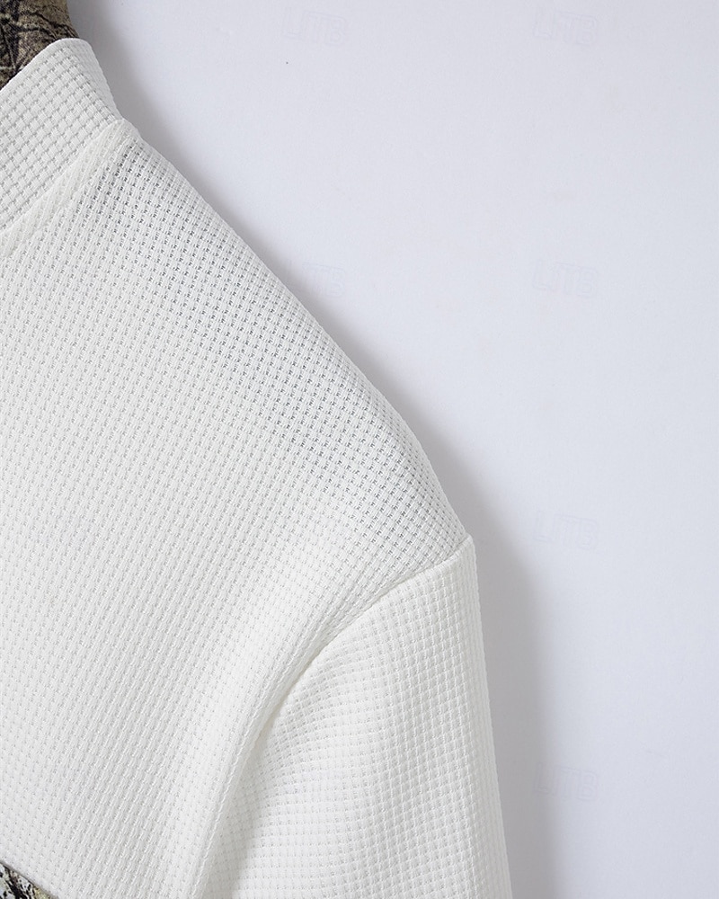 Men's Waffle Shirt T-shirt Suits 2 Pieces Outfits Tee & Shorts Short Sleeve Standing Collar Summer Color Block Fashion Casual 2 Piece Front Pocket Vacation Daily Wear Going out Black White Royal Blue 2025 - $34.99 –P5