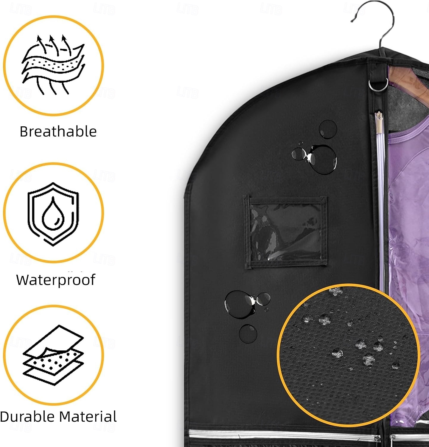 Kledinghoes voor kostuums met 4 zakken en gesp, 110 x 60 cm, opvouwbare reishoes van non-woven materiaal met handvat, stofdichte opbergtas voor herenjas, jack, kinderkleding 2025 - $13.49 –P7