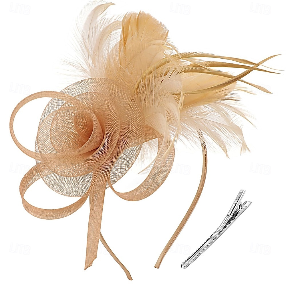 chapéus fascinators com penas para mulheres chapéus kentucky derby chapéu de igreja para festa do chá com faixa de cabeça e clipe de 2025 por $32.99 –P12