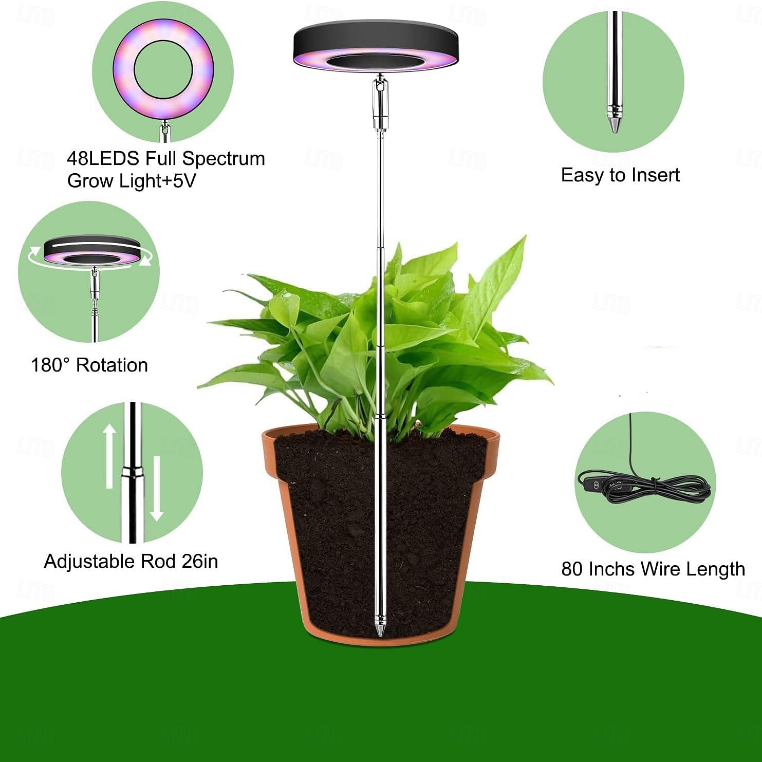 свет для выращивания растений светодиодный светильник полного спектра для комнатных растений лампа для выращивания растений 10-диммерная яркость автоматический таймер черная подставка регулируемая 2026 - $23.99 –P6