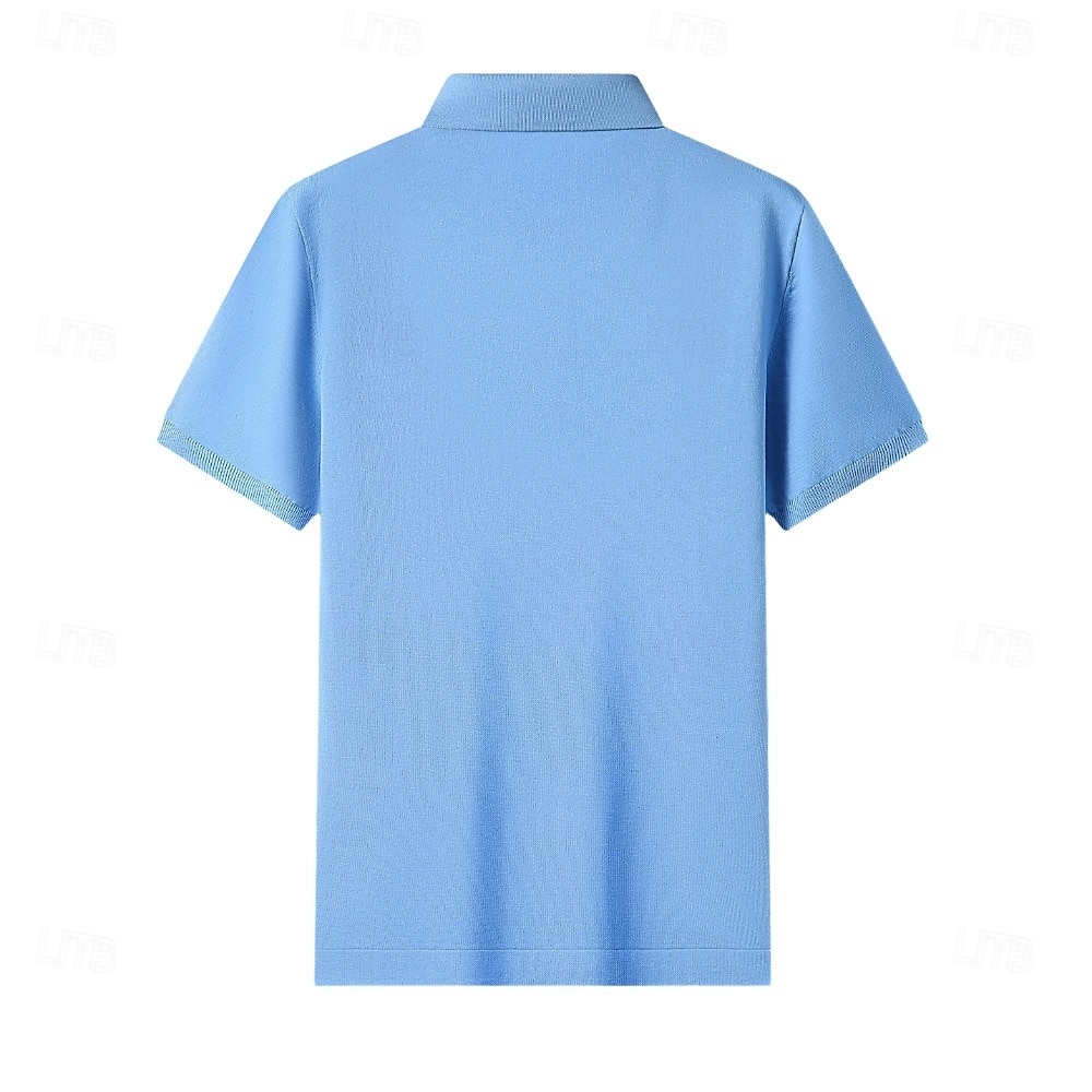 Men's Silk Linen Cotton Business Casual Half Zip Short Sleeve Basic Formal Solid Color Zipper Summer Black Dark Navy Sky Blue Dark Green Gray 2025 - $49.99 –P3