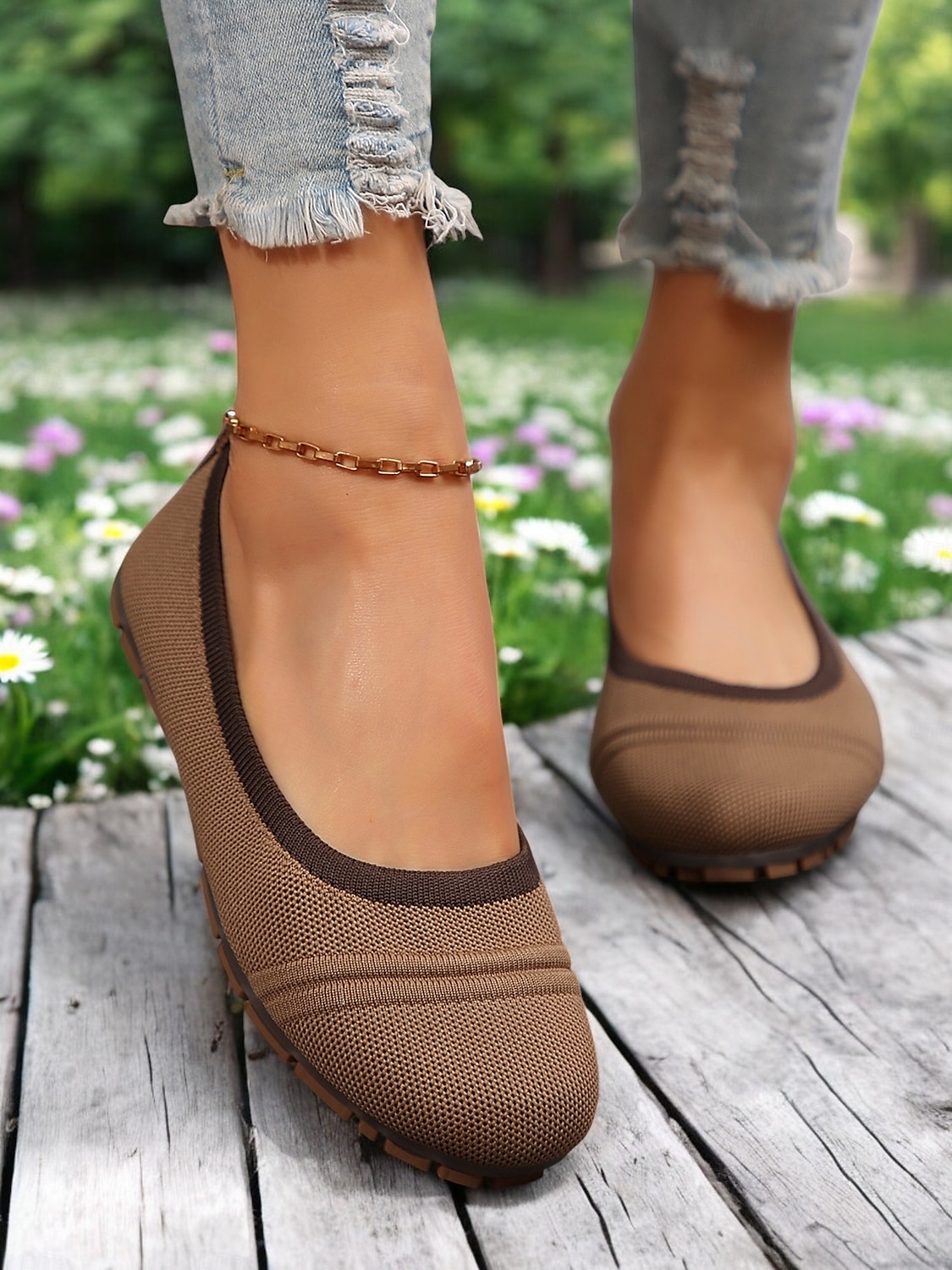 Atmungsaktive Barfuß-Flyknit-Ballerinas für Damen in weiter Ausführung – leichte, flexible Schlupfschuhe für den Alltag und Komfort im Freien 2025 - $19.99 –P2