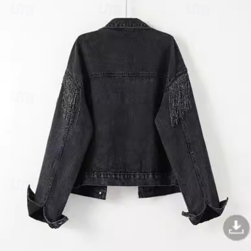Per donna Blusa Semplice Elegante Moderno Manica Lunga Colletto a Camicia Top Regolari Ferie Uscire Jeans Frange Nero Azzurro Estate del 2025 a $29.99 –P8