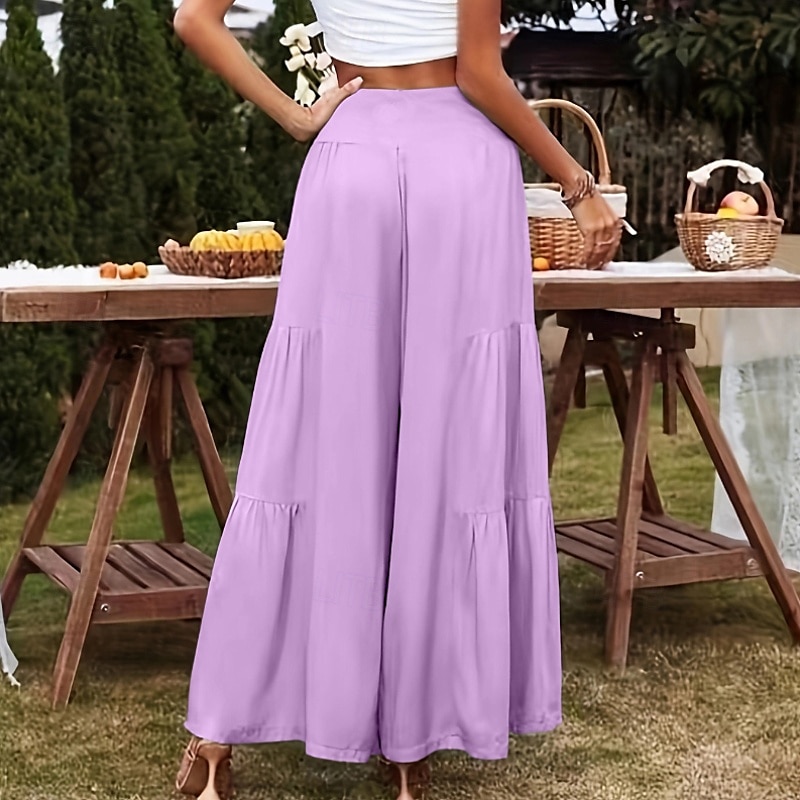 Femmes Pantalon en coton et lin Slacks Mode Longueur complète Naturel Uni Taille Élastique Extérieur Confortable Décontracté Quotidien Week-end Magenta foncé Vin Bleu marine Bleu ciel clair Été Coupe de 2025 ? $26.99 –P17