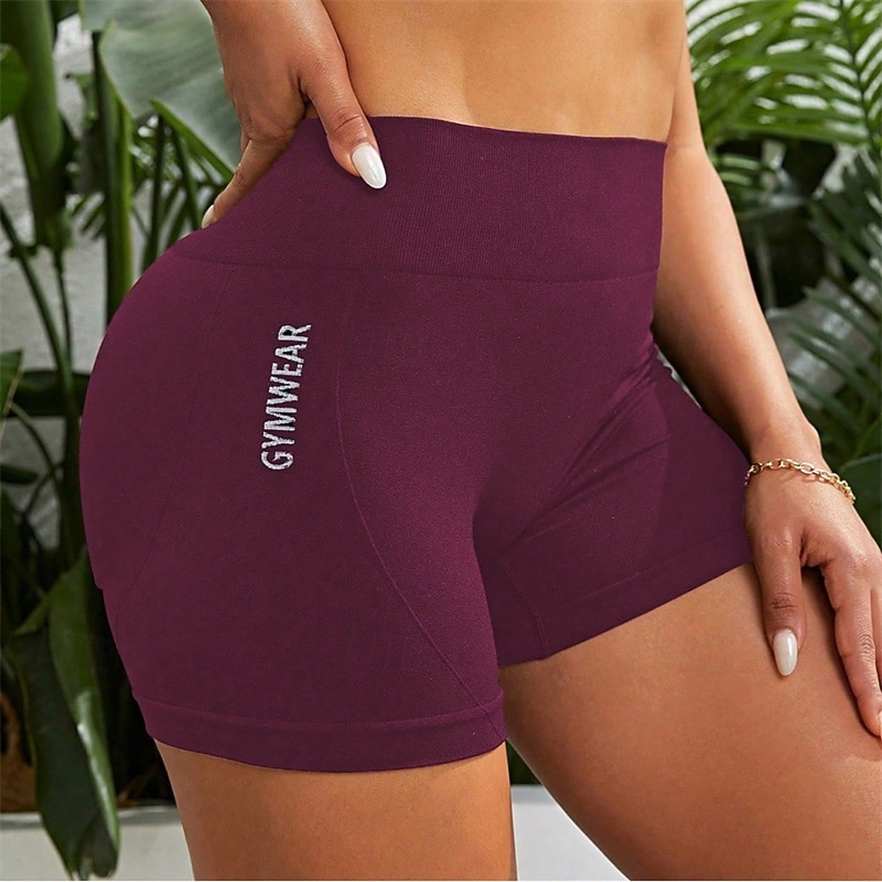 Damen Yogashorts Elastischer Bund Leicht Hohe Taille Pilates Fitnesstraining Golfspiel Shorts Einfarbig Dunkelgrau Rot Braun Schwarz Sport Sportkleidung Dehnbar Schlank 2026 - $10.49 –P6
