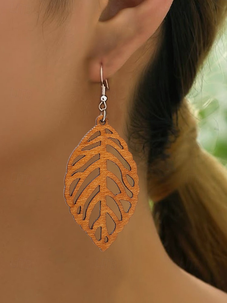 Boho-Ohrhänger aus Holz für Damen – verschiedene geometrische Formen, leichter Statement-Schmuck aus Naturholz, perfekt für lässige Looks, Strandurlaube und Sommerfestivals 2025 - $7.99 –P2