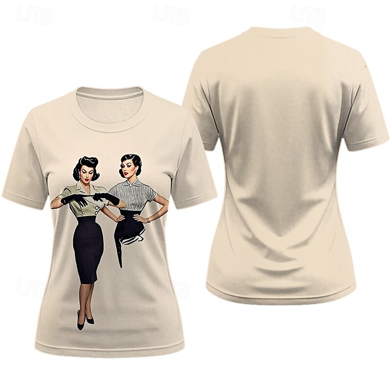 T-shirt Retro Poster Retro Girl 1950s Retro Vintage T-shirt Sleeve Graphic for Women's Adults' 3D Print  for Masquerade Daily Vacation Party 2026 - $17.49 –P3