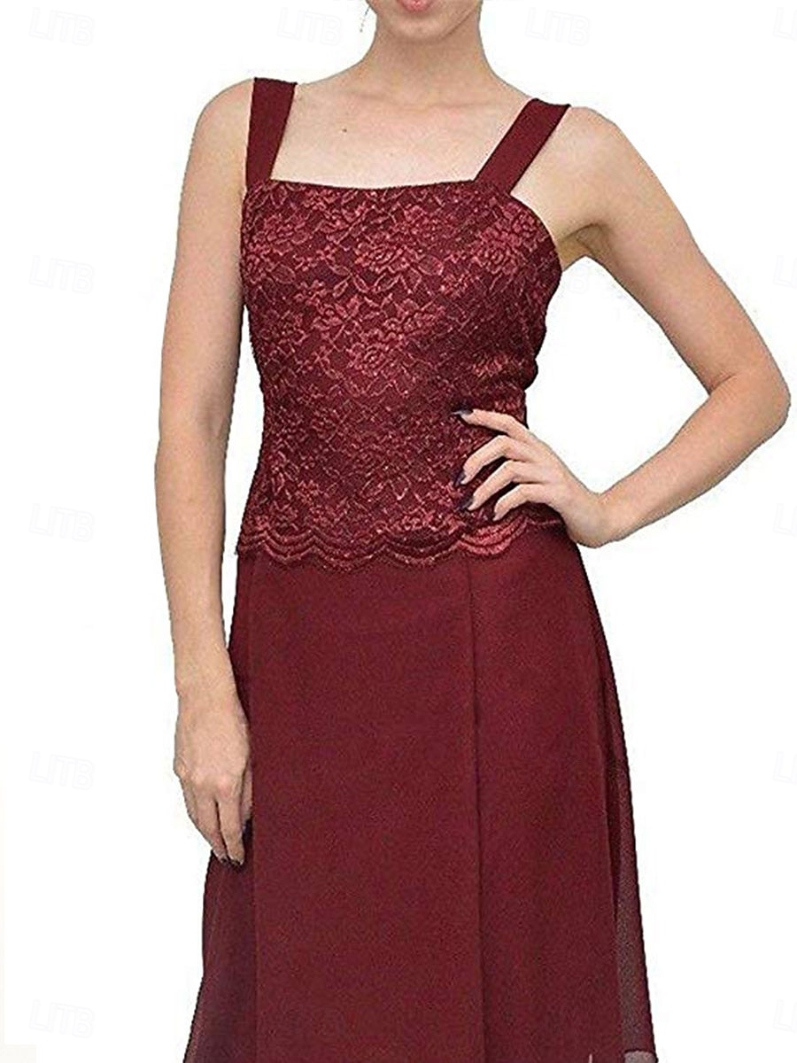 Sady Šatů Matka Nevěsty Šaty Elegantní Jednoduché Čtvercový Výstřih Podlahová Délka Polyester Dlouhý Rukáv s Jednoduchou Barvou 2025 - $129.99 –P5