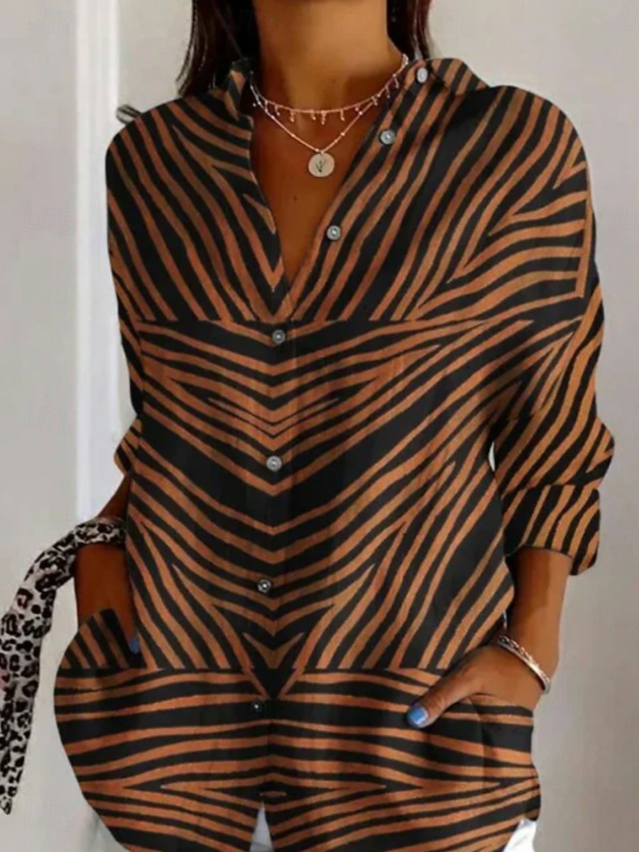 Femmes Chemise Avec Poches Boutons Imprimé Fleuri Graphique Ethnique Rétro Vintage manche longue Col de chemise Hauts Réguliers Quotidien Fête Bleu Noir Vin Kaki Gris Été de 2026 ? $33.99 –P2