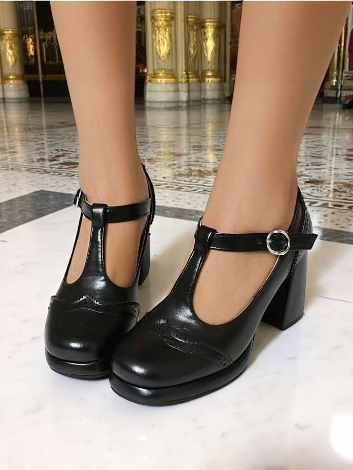 női barna t-pántos mary jane sarkú cipők – az 1930-as évek retro brogue pumpák irodába, teapartikra és vintage ihletésű ruhákba 2025 - $54.99 –P3