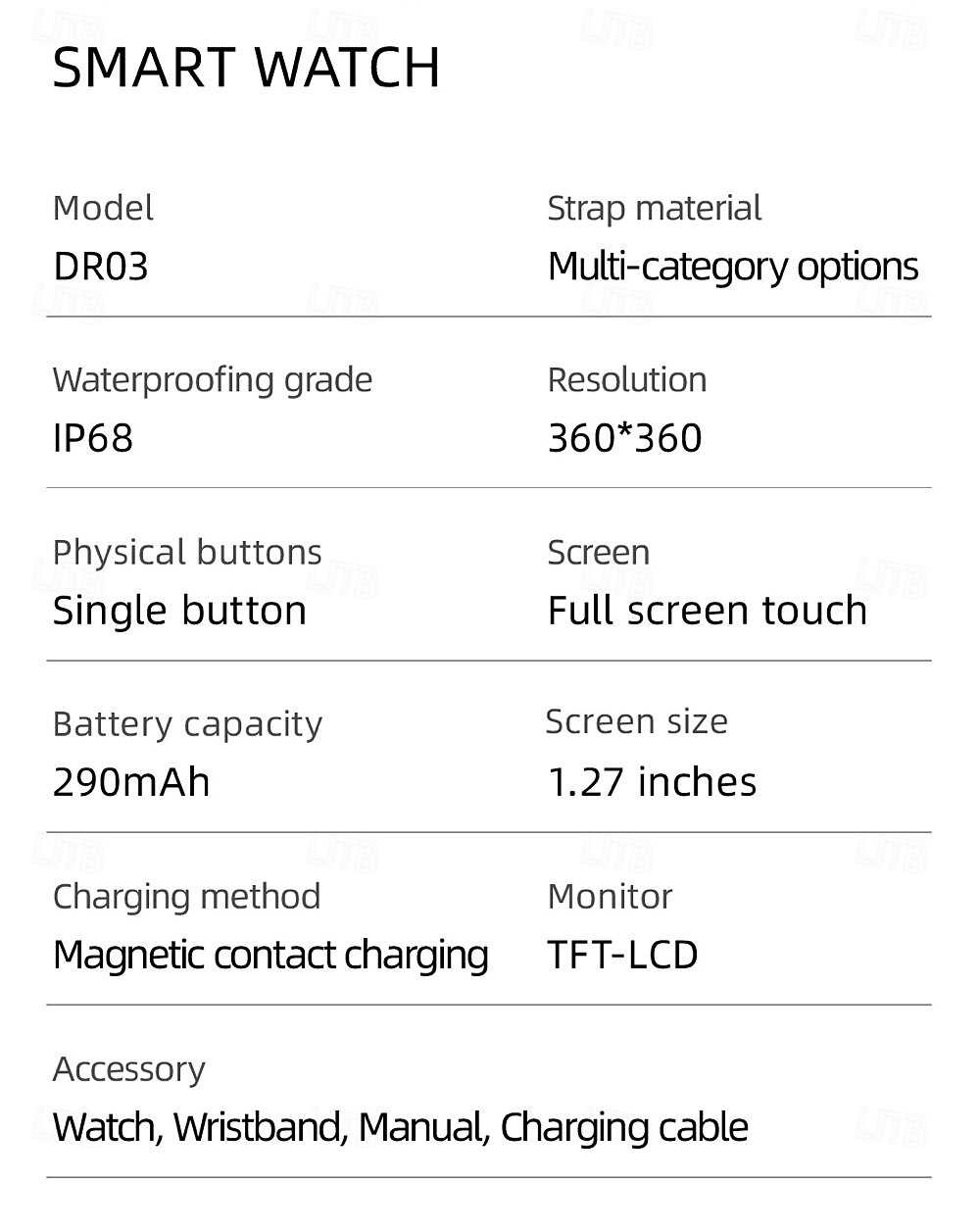 2025年 696 DR03 スマートウォッチ 1.27 インチ スマート·ウォッチ ブルートゥース 歩数計 着信通知 睡眠サイクル計測器 と互換性があります Android iOS 女性 男性 ハンドフリーコール メッセージ受信通知 IPX-0 40mmの時計ケース コレクション – $59.99 –P16