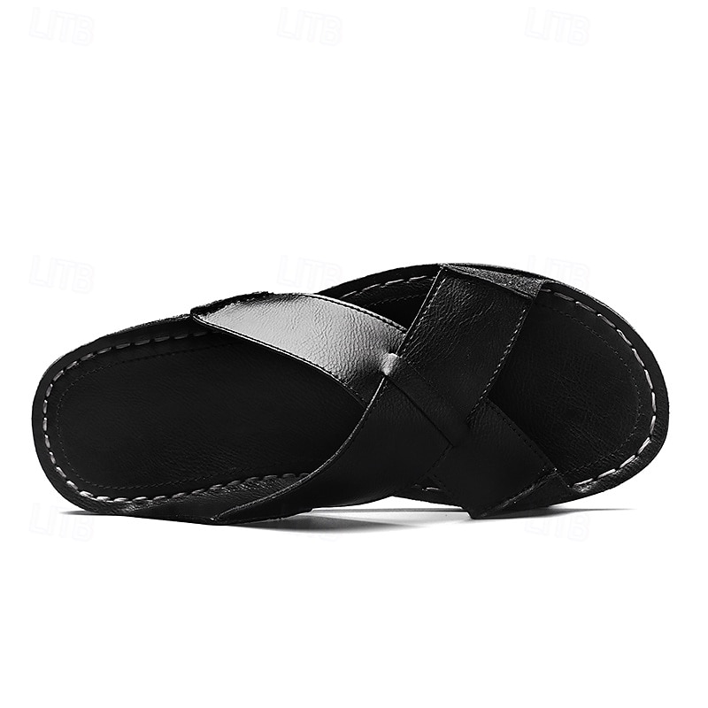 Braune Herren-Sandalen mit Kreuzriemen aus Kunstleder – bequeme Schlupfsandalen mit hochwertiger Lederkonstruktion und verstellbarer Passform, ideal für entspannten Sommerlook und Outdoor-Abenteuer 2025 - $42.99 –P14