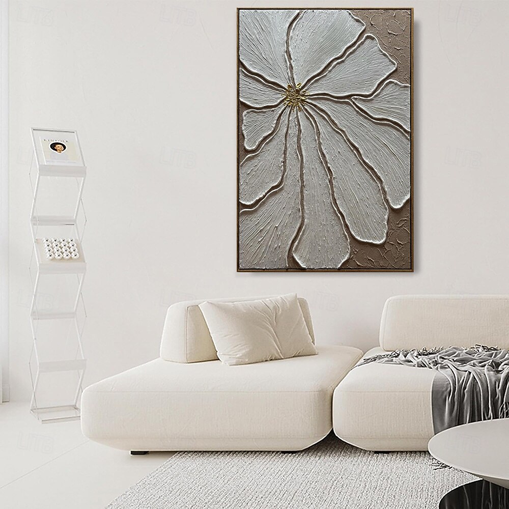 Peinture à l'huile faite à la main sur toile, décoration murale simple, abstraite, texturée, grande fleur pour la décoration intérieure, cadre tendu, peinture suspendue/enroulée, sans cadre, peinture de 2025 ? $69.99 –P2