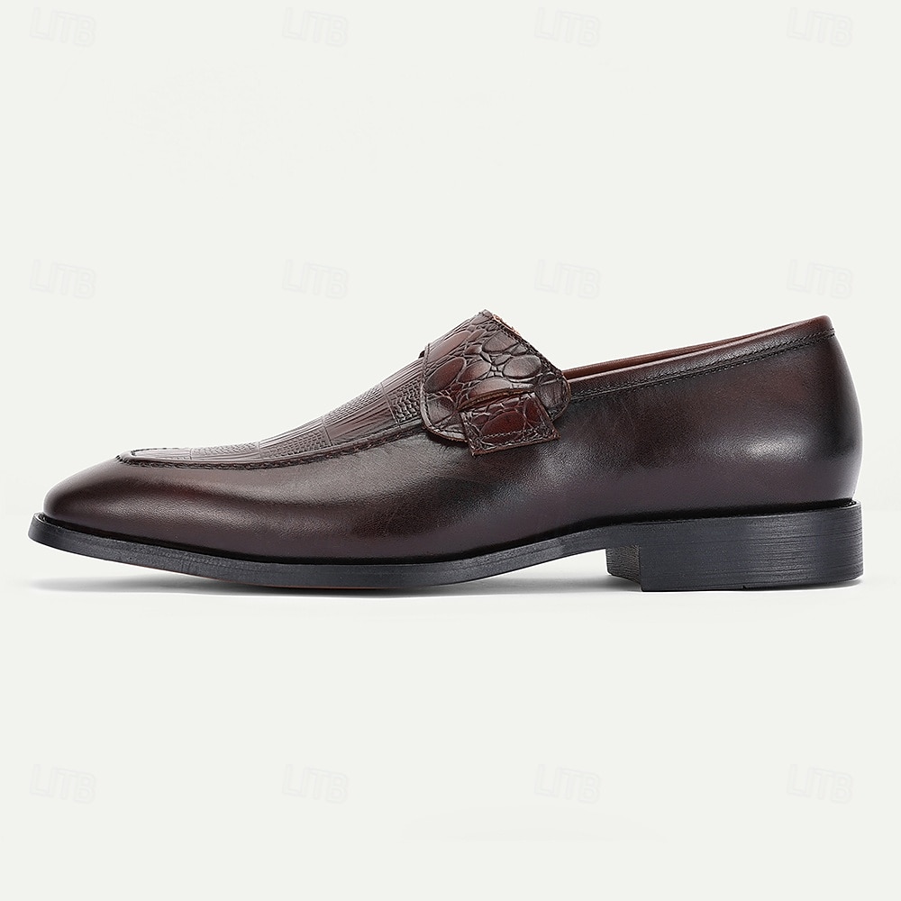 Chaussures Kentucky Derby pour hommes - Chaussures habillées en cuir marron de qualité supérieure avec motif crocodile pour le Kentucky Derby et les occasions formelles de 2025 ? $109.99 –P3