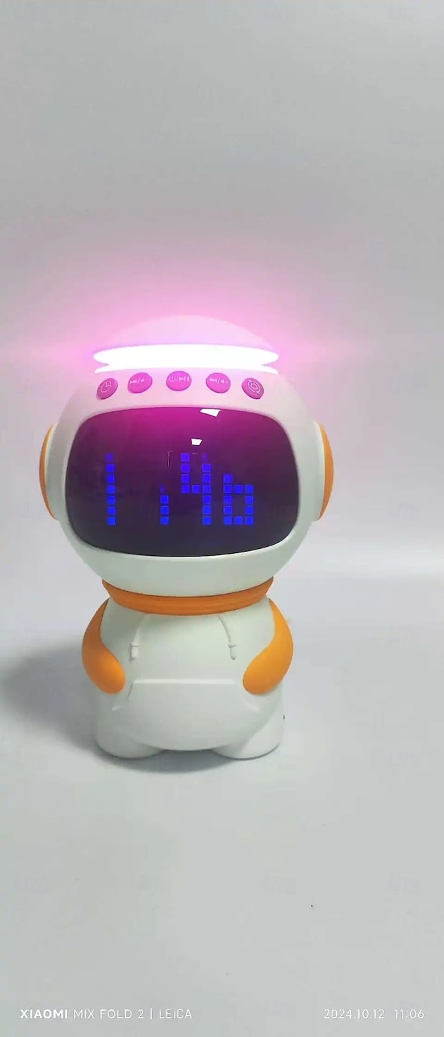 ساعة موسيقية رائد فضاء LED ضوء ليلي مكبر صوت بلوتوث مع منبه فتحة بطاقة TF لعبة زينة لغرفة الأطفال 2025 - $58.99 –P6