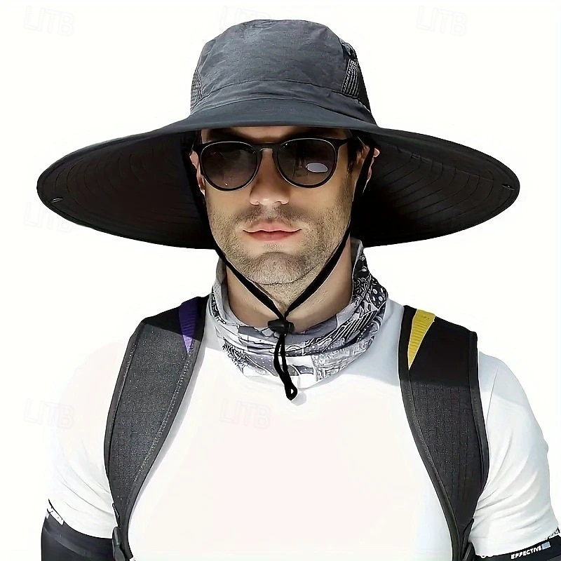 Men's UV Protection Bucket Hat for Fishing & Hiking - Sporty Wide Brim Sunshade Cap, Beige with Black Band, Hand-Washable, Lightweight & Breathable for Outdoor Adventures 2025 - $19.49 –P6