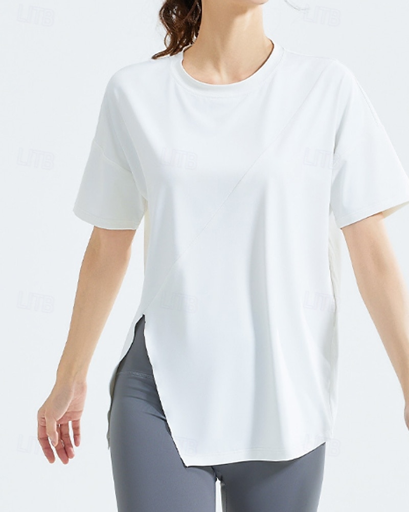 US Open Women's Tops Sport Shirt Tennis Shirt Short Sleeve Split Side Split Tennis Golf Pickleball Crew Neck Solid Colored Top Black White Pink Tennis Clothing 2025 - $13.99 –P14