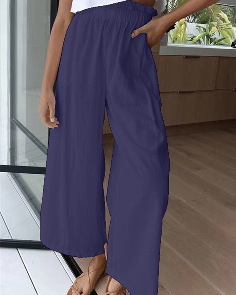 Per donna Culotte Gamba Larga Pantaloni in cotone e lino Pantaloni Eleganti Moda Streetwear Lunghezza intera Naturale Semplice Elastico in vita Comodo All'aperto Confortevole Streetwear Uscire Bianco del 2025 a $28.99 –P16