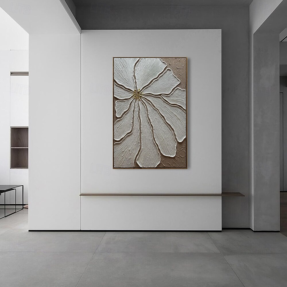 Peinture à l'huile faite à la main sur toile, décoration murale simple, abstraite, texturée, grande fleur pour la décoration intérieure, cadre tendu, peinture suspendue/enroulée, sans cadre, peinture de 2025 ? $69.99 –P3