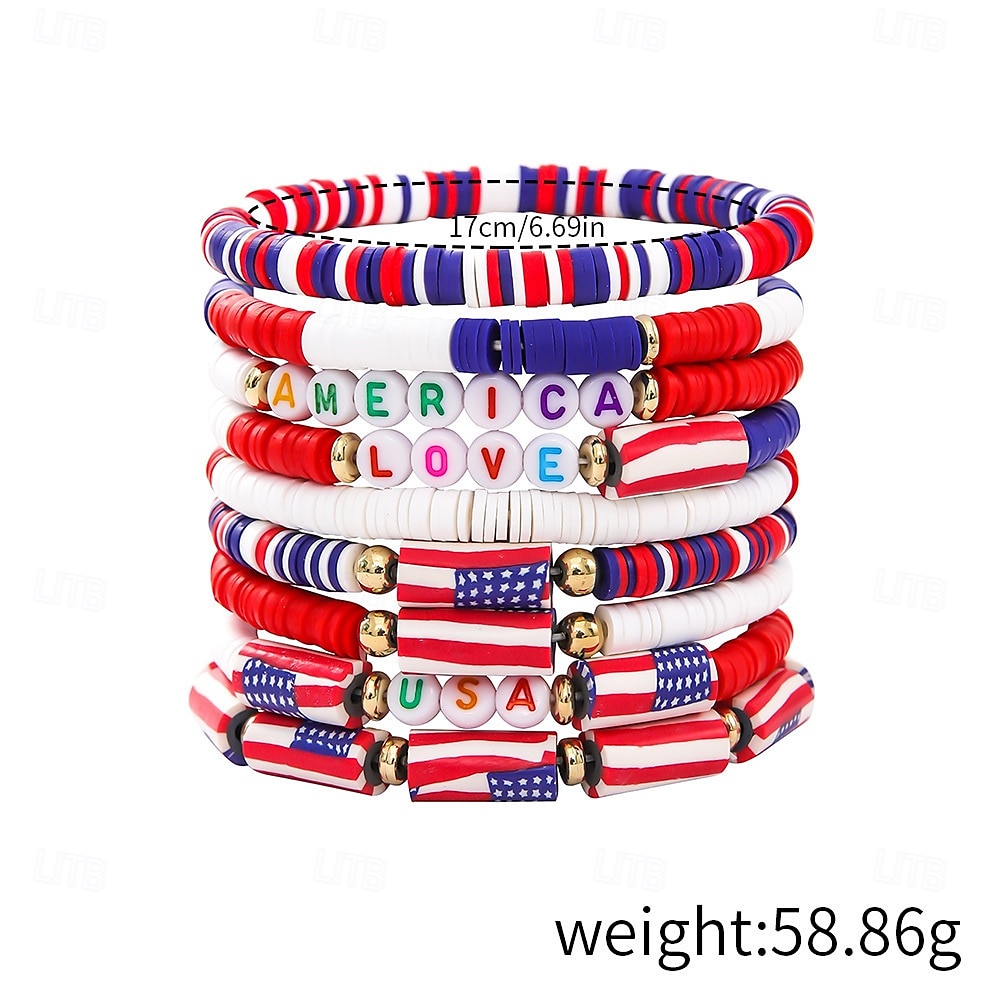 USA Flagg armbånd Fritid Herre Dame Voksne Avslappet Festival Maskerade Uavhengighetsdag 4. juli Enkelt karnevalskostyme 2025 - $14.04 –P4