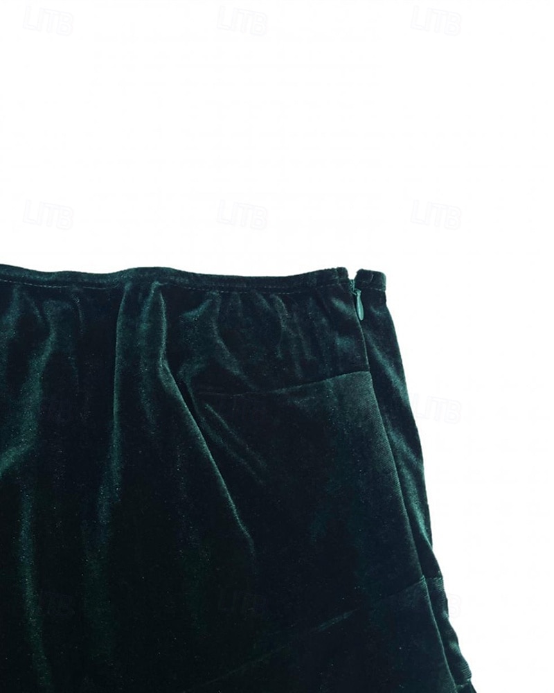 Women's Mini Dress Velvet Dress Prom Dress Summer Dress Fashion Romantic Outdoor Party Holiday Regular Fit Plain Long Sleeve One Shoulder Dark Green Summer Spring 2025 - $26.99 –P8