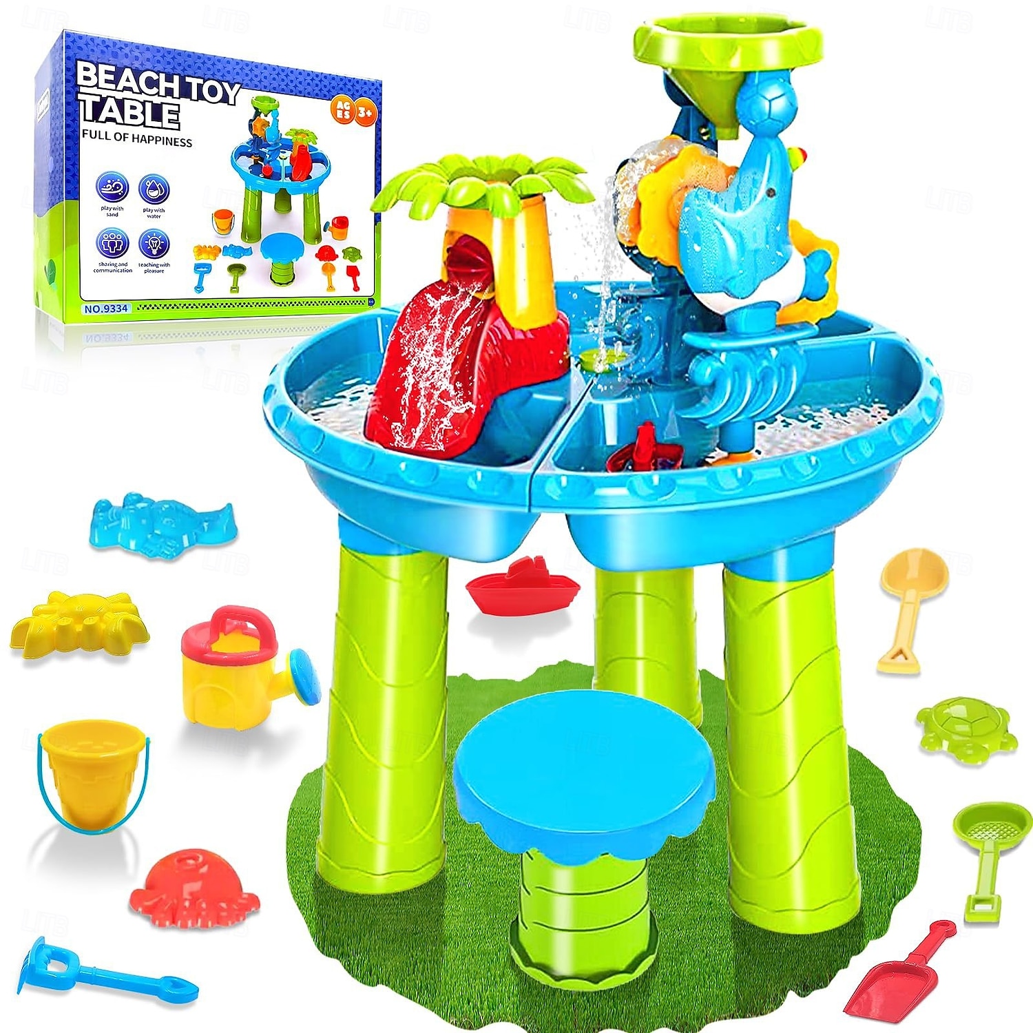 Table à eau pour tout-petits de 3 à 5 ans et de 1 à 3 ans - Table à eau d'extérieur pour enfants - Table sensorielle de sable, jouets de plage d'été, table d'activités de bac à sable, jouets d'eau de 2025 ? $101.99 –P5